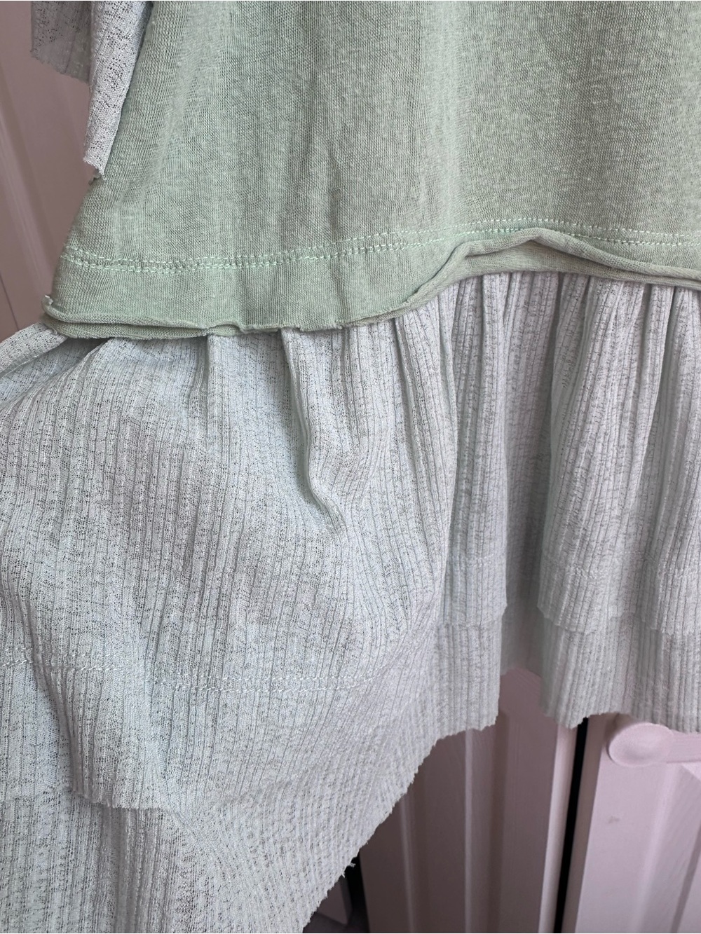 Umgee Light Sage Green Tiered Ruffle Tunic Top - Picture 6 of 16